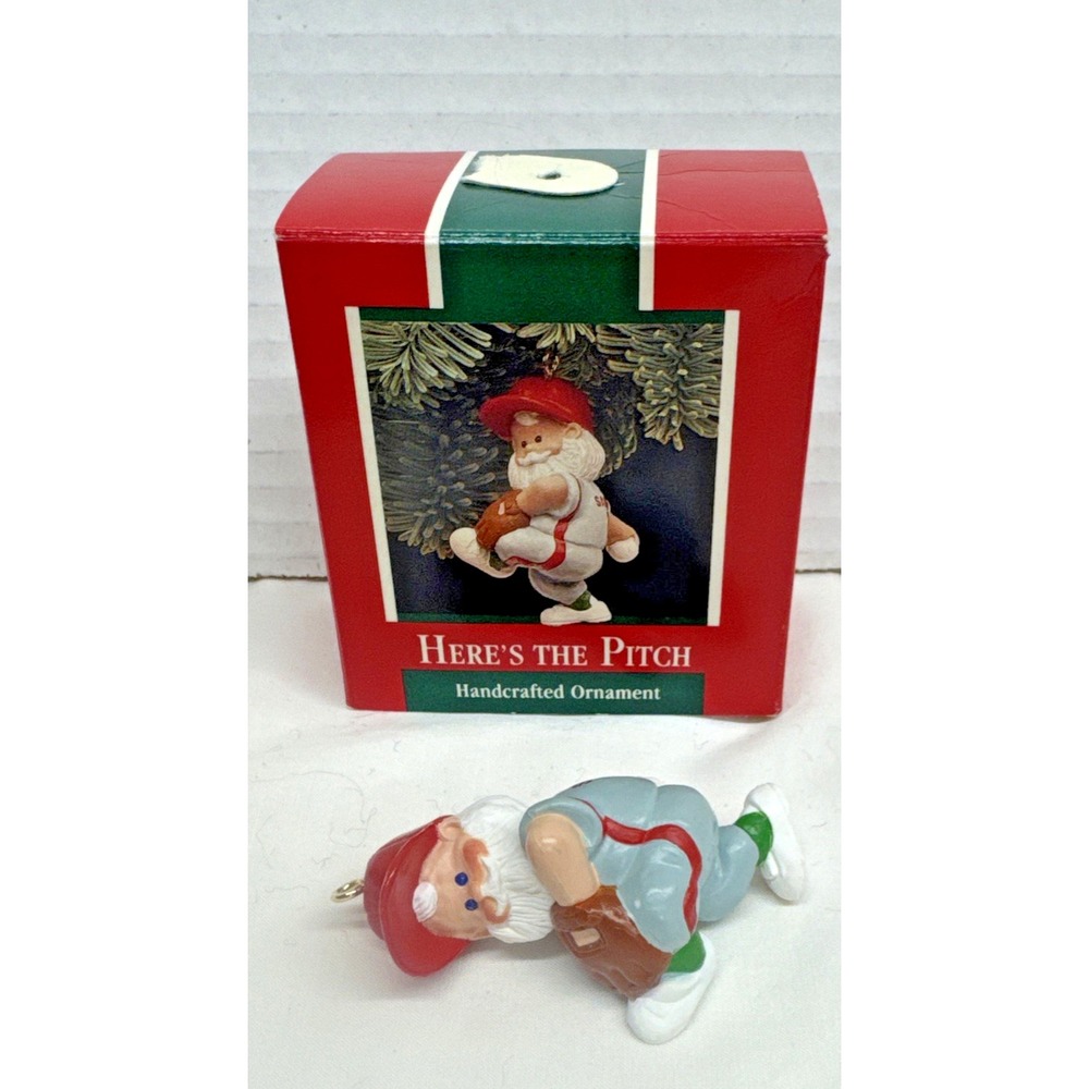 Vintage Hallmark Keepsake Ornament 1989 Here's The Pitch baseball themed xmas